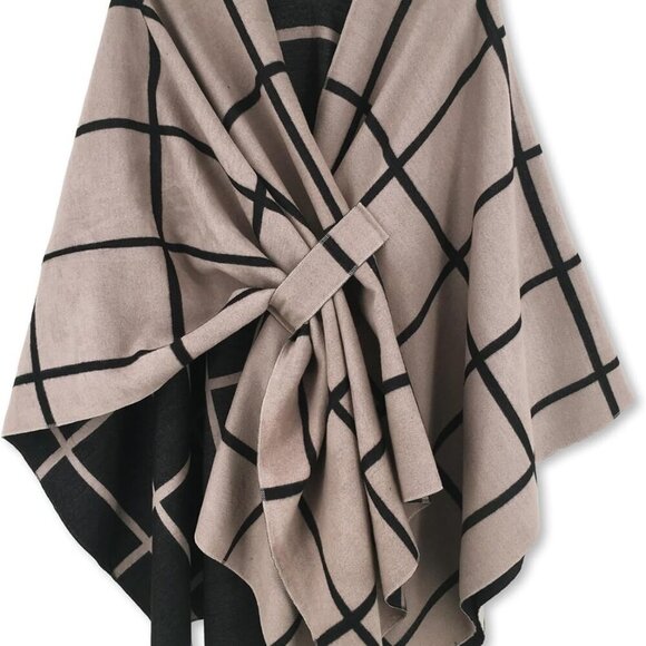 Women's Shawl Wrap Poncho Ruana Cape Open Front Cardigan Shawls for Fall Winter - Picture 1 of 8